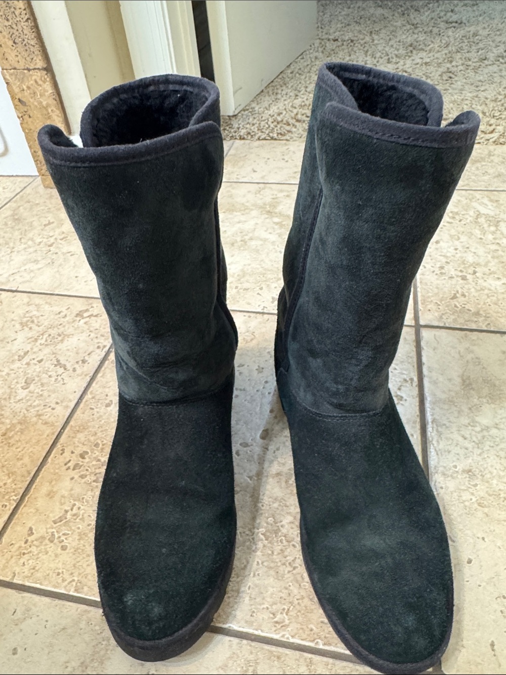 UGG Black Suede Mid-Calf Boots